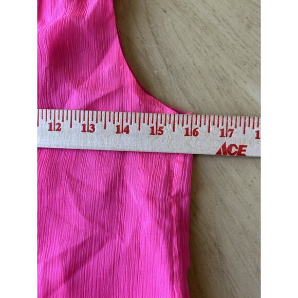 J. Crew Top XS Ruffles Sleeveless Neon Pink Barbie Sheer Summer Shirt 00 Office - Picture 7 of 8